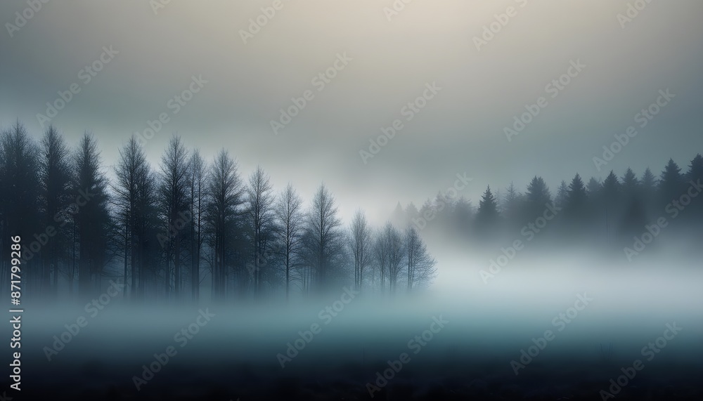 Fototapeta premium Winter with fog abstract background with matellic colours behind dark