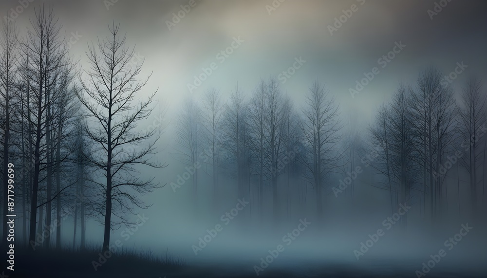 Fototapeta premium Winter with fog abstract background with matellic colours behind dark