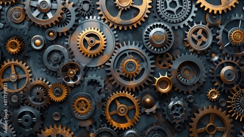 Wallpaper Mural A close up of many gears with a metallic look Torontodigital.ca