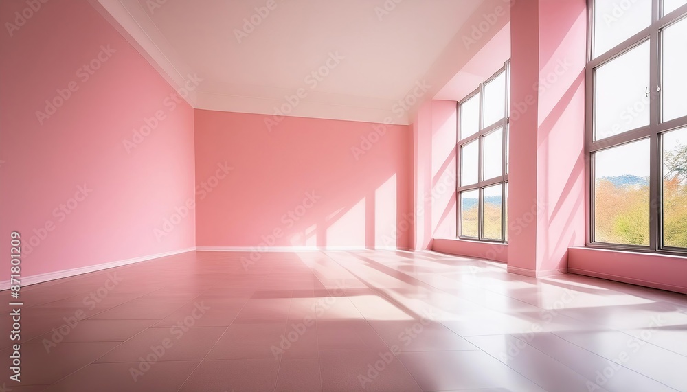 Pink Room with Large Window Pink Room with Large Window