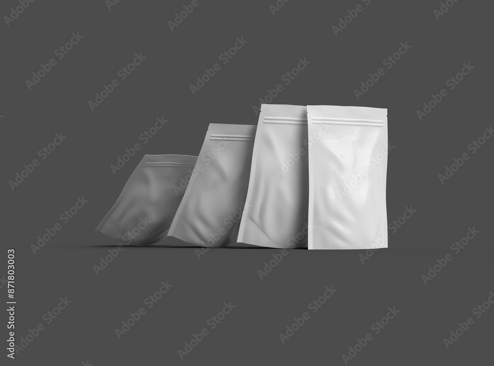 3D render of a glossy generic, sealed doypack packaging with a zipper on a dark background 3D render of a glossy generic, sealed doypack packaging with a zipper on a dark background