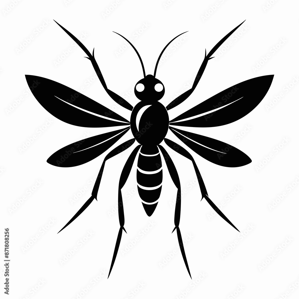 Mosquito logo icon black shape white background Mosquito logo icon black shape white background