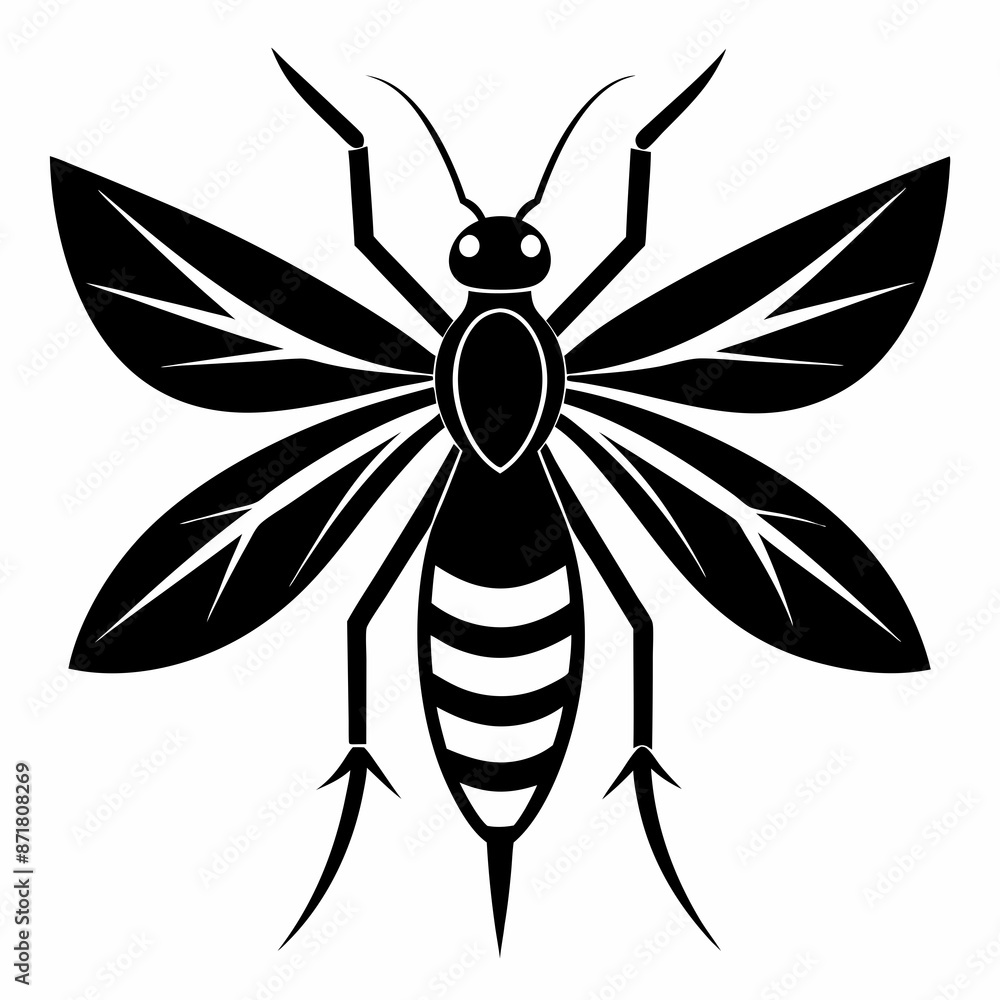 Mosquito logo icon black shape white background Mosquito logo icon black shape white background