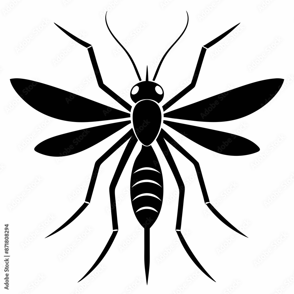 Mosquito logo icon black shape white background Mosquito logo icon black shape white background