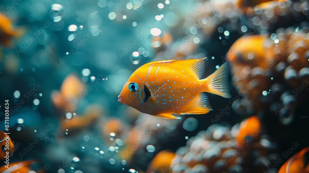 Bright Orange Fish in Coral Reef Bright Orange Fish in Coral Reef