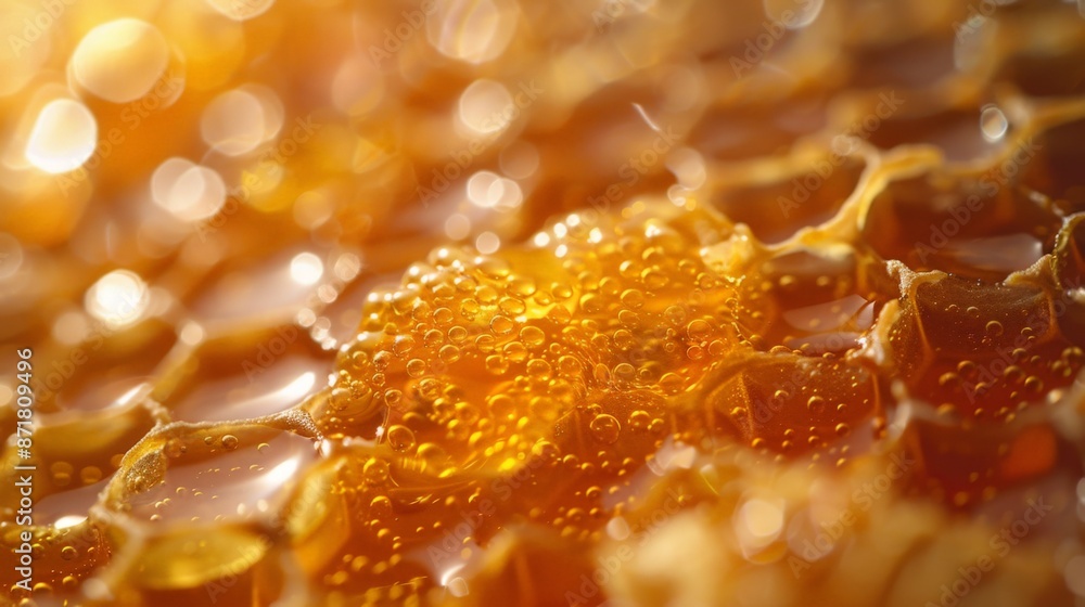 Close-up of Honeycomb with Golden Honey Close-up of Honeycomb with Golden Honey