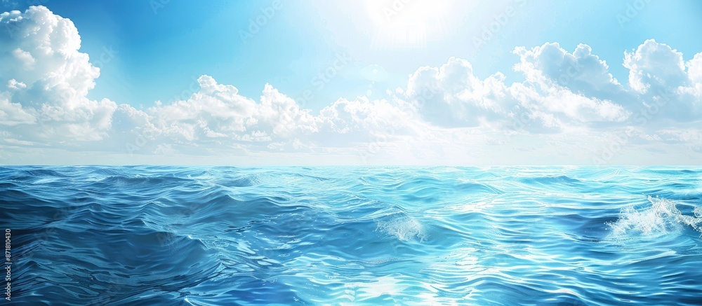 Obraz premium Blue and white ocean water backdrop with copy space image.