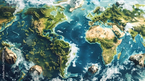 Set of global world map planet geography illustration.  © Farid
