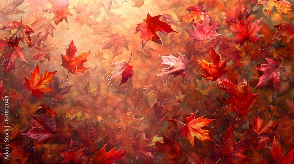 abstract red and orange autumn leaves background. Vibrant seasonal background pattern abstract red and orange autumn leaves background. Vibrant seasonal background pattern