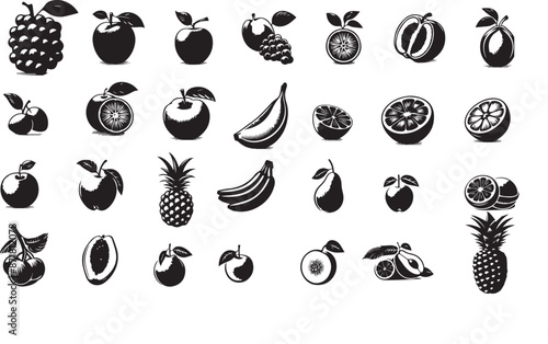 set of fruits sillouette vector illustration