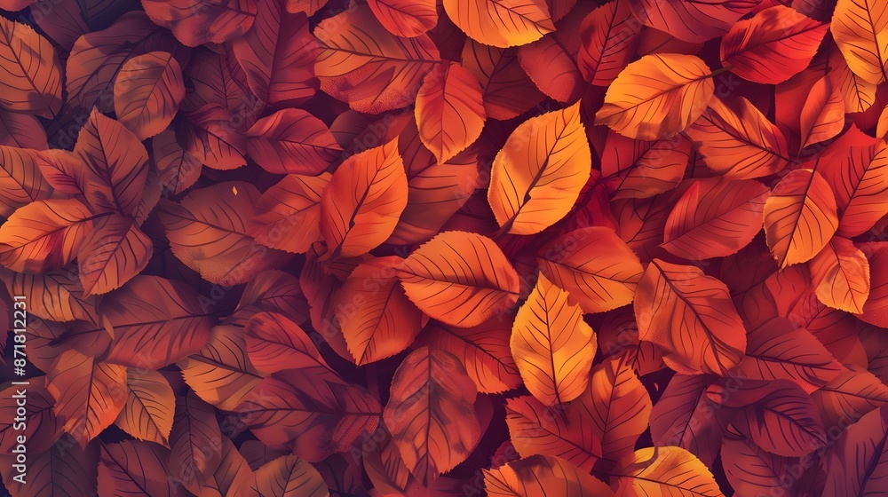 Fototapeta premium abstract red and orange autumn leaves background. Vibrant seasonal background pattern