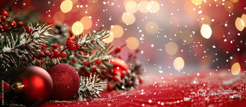 Celebrate the holiday season with a festive background featuring decorations and ample copy space for your text. Celebrate the holiday season with a festive background featuring decorations and ample copy space for your text.