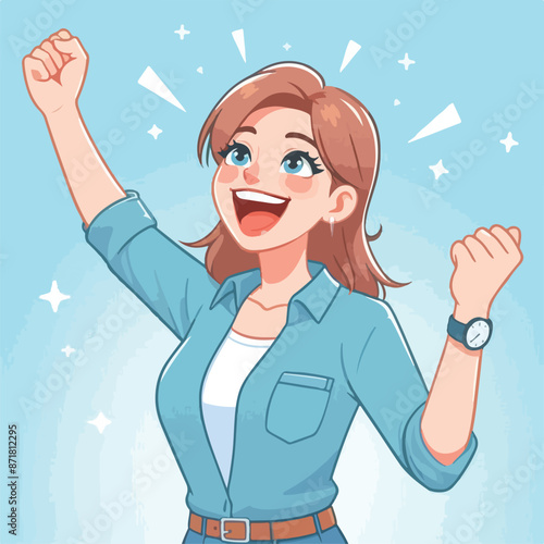 Vector image of a woman expressing her freedom