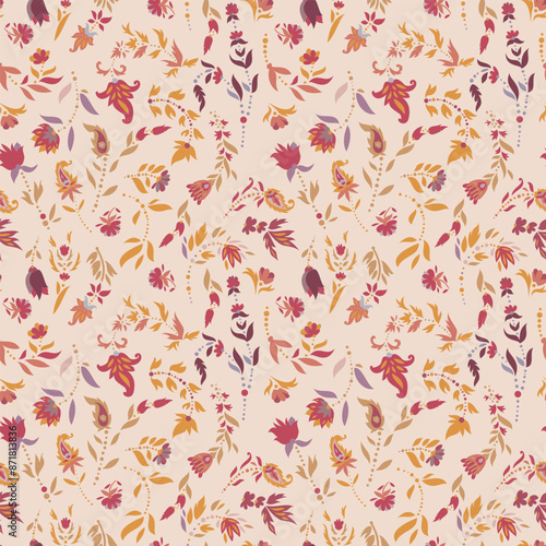 Beige Background Floral Design vector