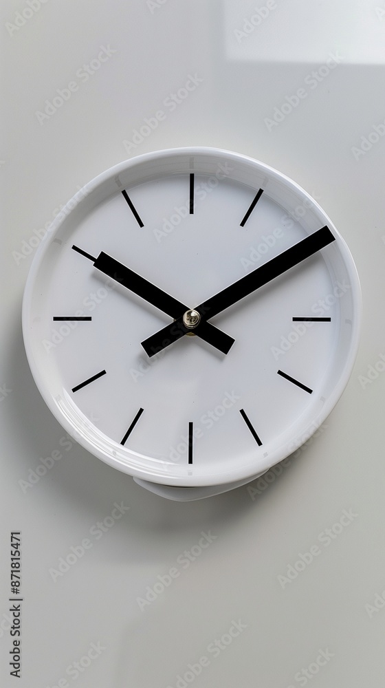custom made wallpaper toronto digitalMinimalist white ceramic wall clock with black hands in a sleek kitchen, sleek home decor