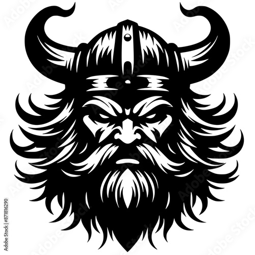 Silhouette of angry viking face