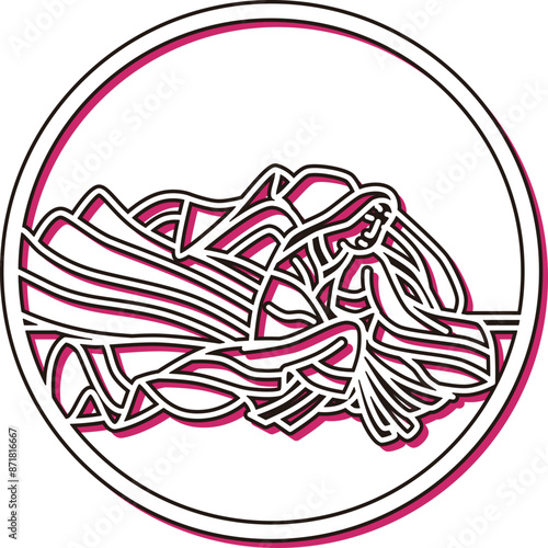 カラーシャドウ円形シンプル百人一首　清少納言