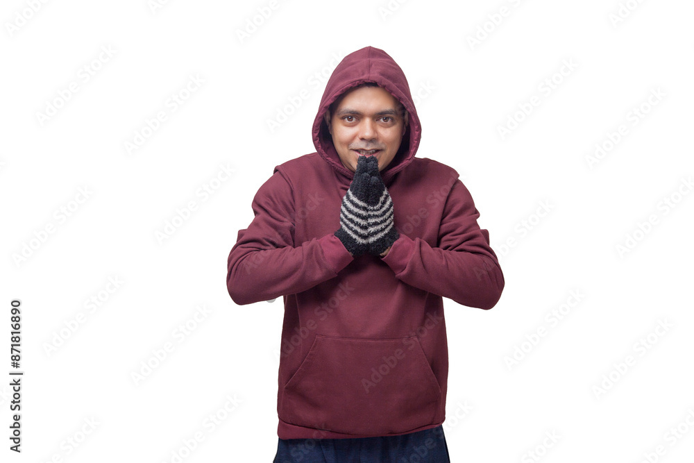 Man feeling cold with cap blouse. Cold concept. Winter concept. Low temperature. Man feeling cold with cap blouse. Cold concept. Winter concept. Low temperature.