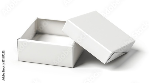 White paper box isolated on white background