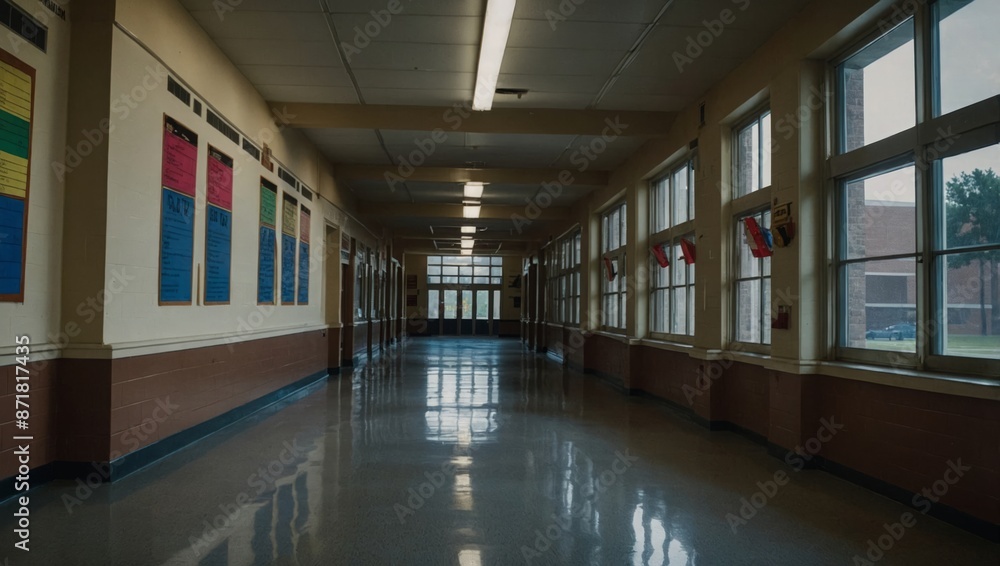 empty school corridor empty school corridor