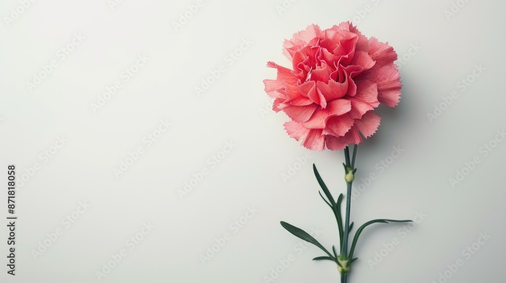 Carnation flower in pink on a white backdrop Carnation flower in pink on a white backdrop