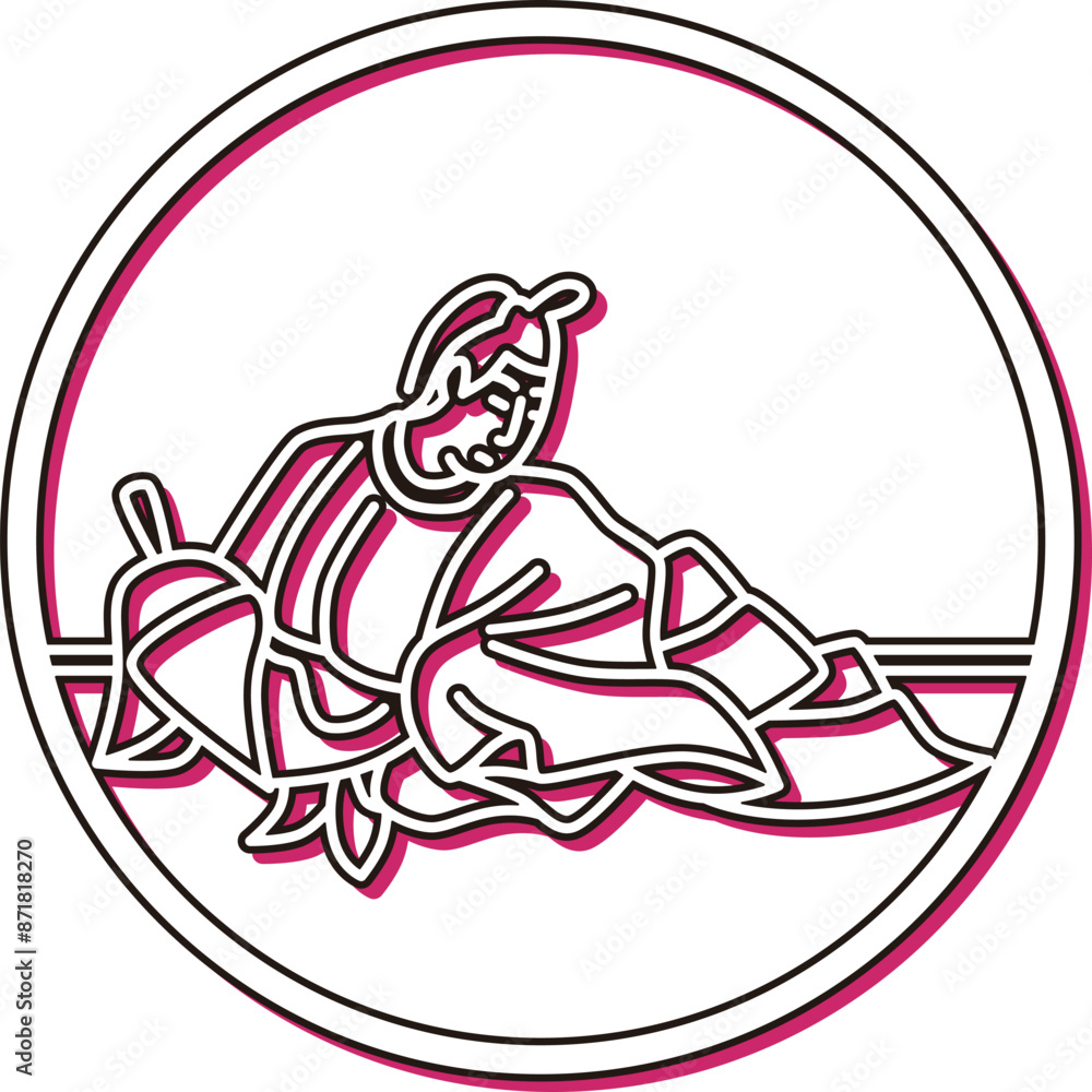 Fototapeta premium カラーシャドウ円形シンプル百人一首 権中納言定頼