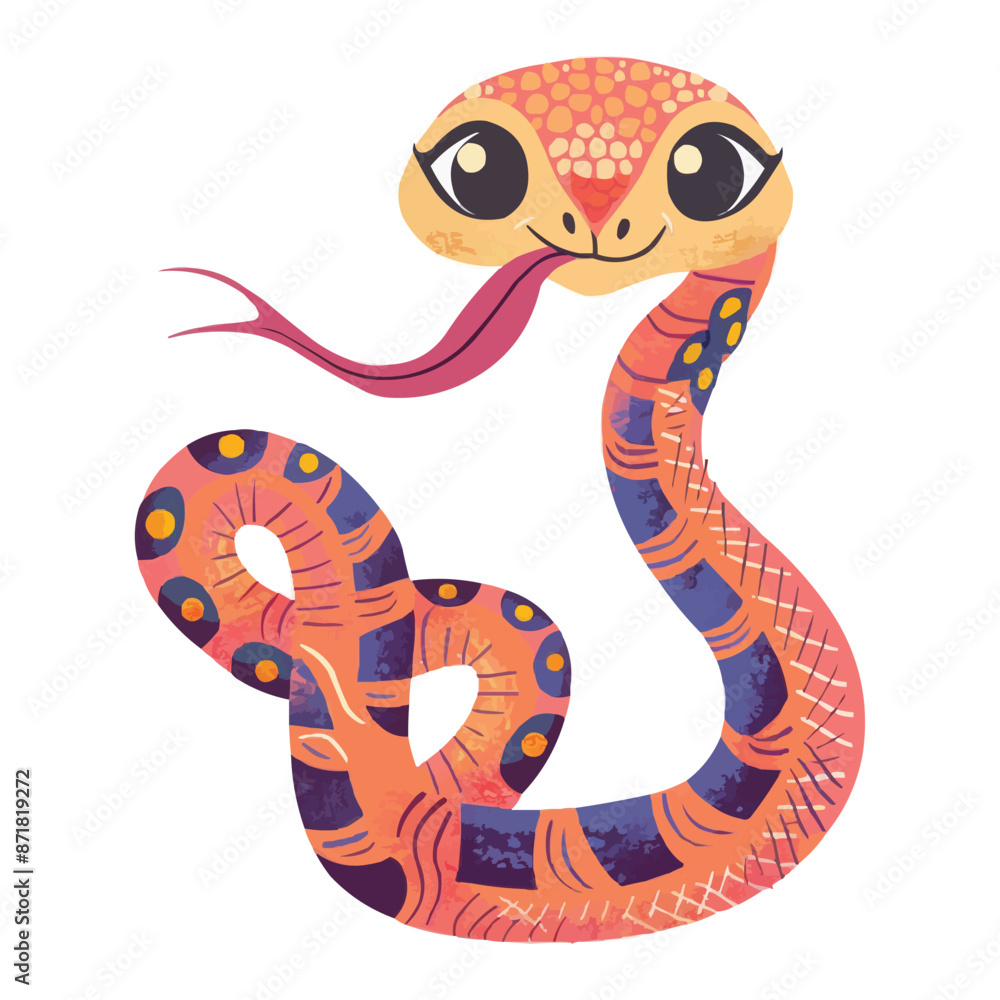 Fototapeta premium cute Cartoon snake posing and sticking out tongue vector