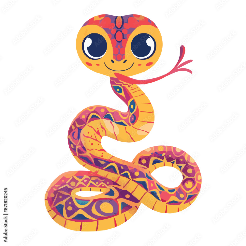 Fototapeta premium cute Cartoon snake posing and sticking out tongue vector