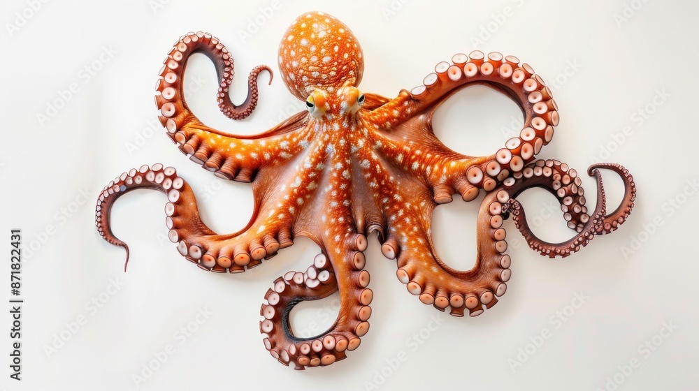 Octopus with White Spots on a White Background Octopus with White Spots on a White Background