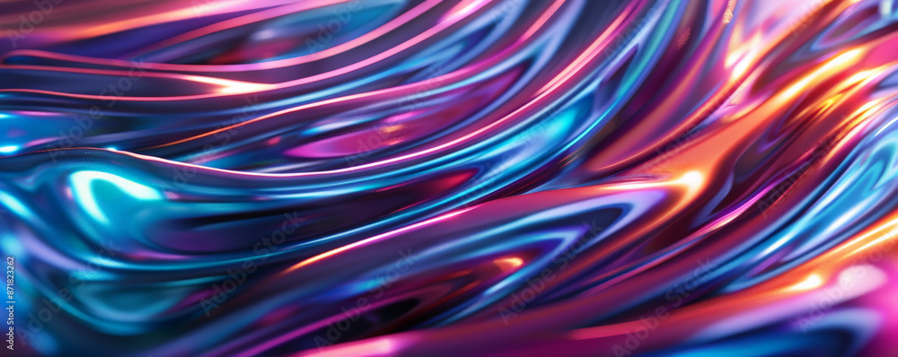 Abstract iridescent background design, 3d render, featuring a dynamic array of swirling lines and curves. The iridescent finish adds depth and dimension, with colors that change as the viewer's Abstract iridescent background design, 3d render, featuring a dynamic array of swirling lines and curves. The iridescent finish adds depth and dimension, with colors that change as the viewer's