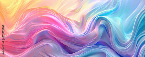 Wallpaper Mural Abstract iridescent background design, 3d render, displaying smooth, undulating waves of color. The iridescent effect creates a beautiful spectrum of shifting colors, from soft pastels to vibrant Torontodigital.ca