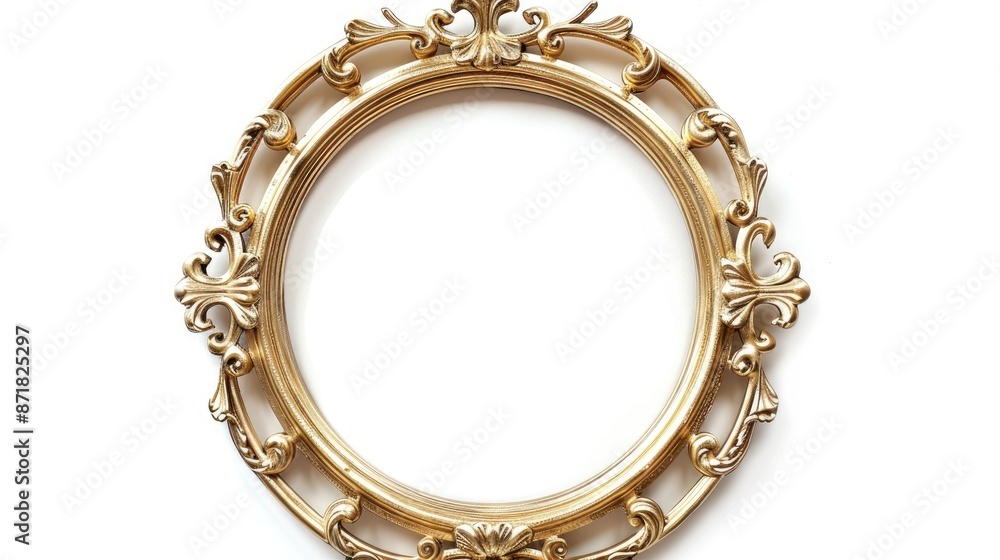 Antique gold frame with clipping path on white background Antique gold frame with clipping path on white background