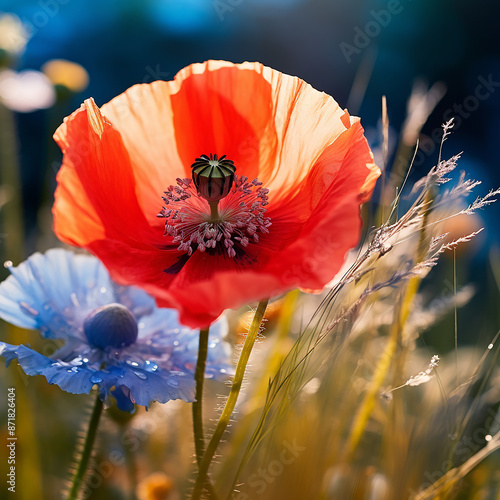 red poppy flower photo