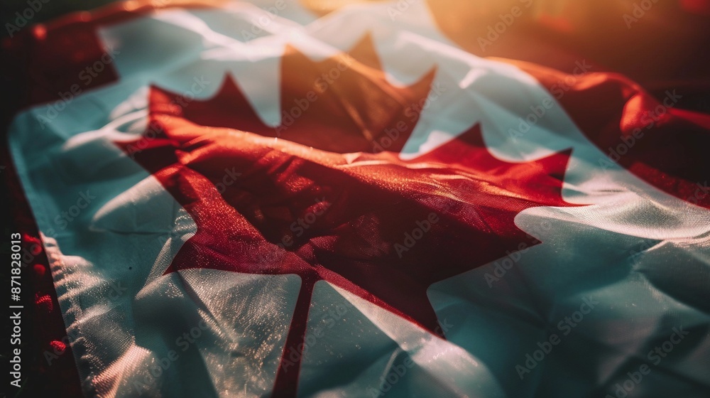 Canadian flag, North America background