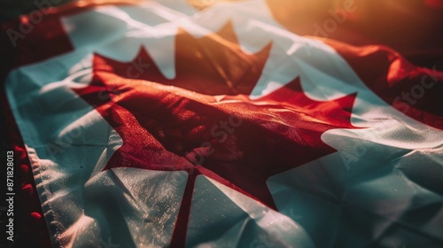 Obraz na płótnie Canadian flag, North America background w salonie