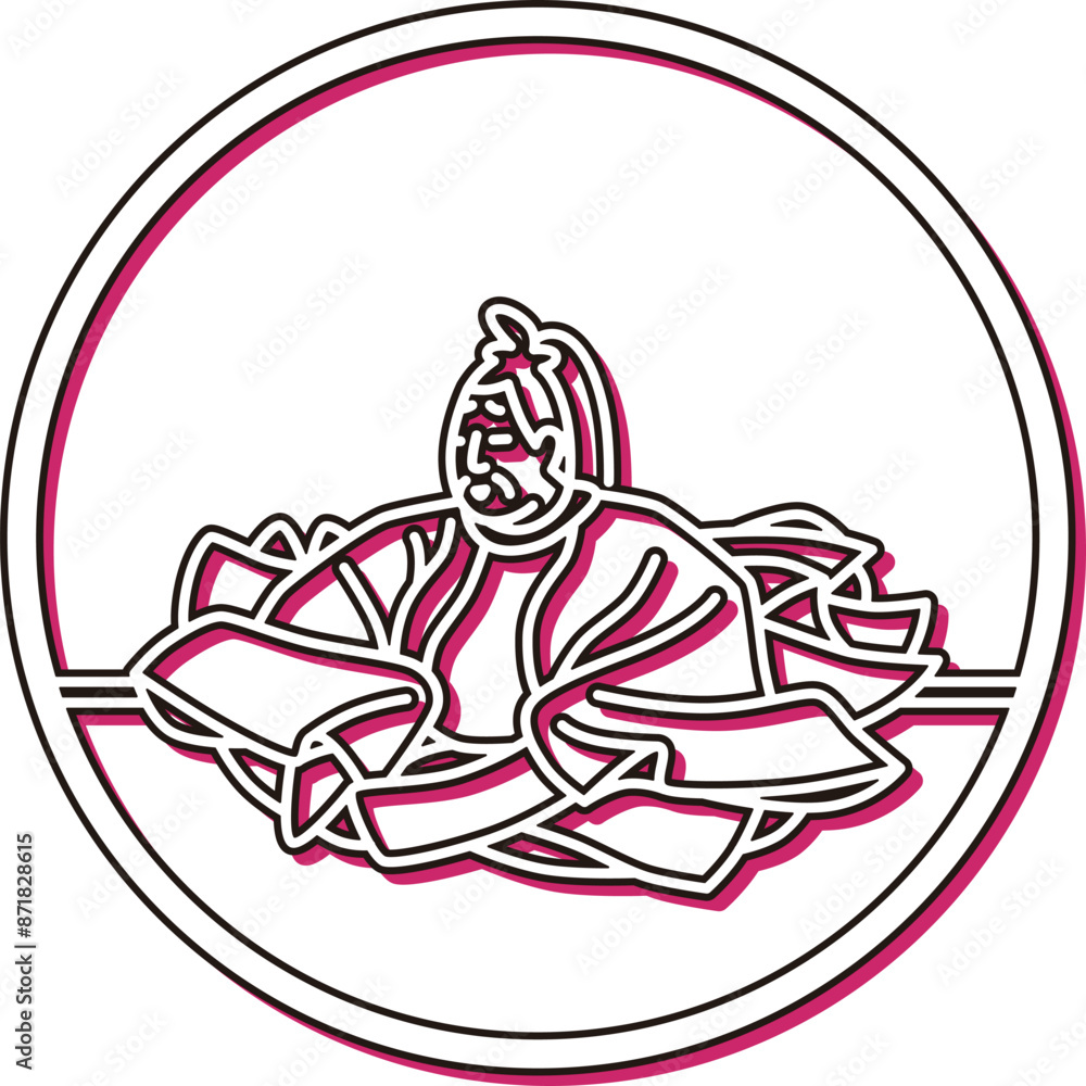 Fototapeta premium カラーシャドウ円形シンプル百人一首 崇徳院