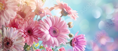 Bouquet of pink flowers with copy space image. photo