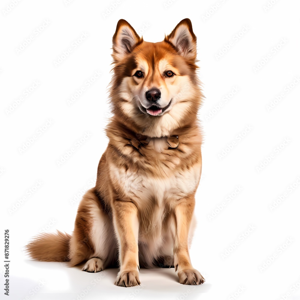 West Siberian laika dog breed standing against white background, AI Generated West Siberian laika dog breed standing against white background, AI Generated