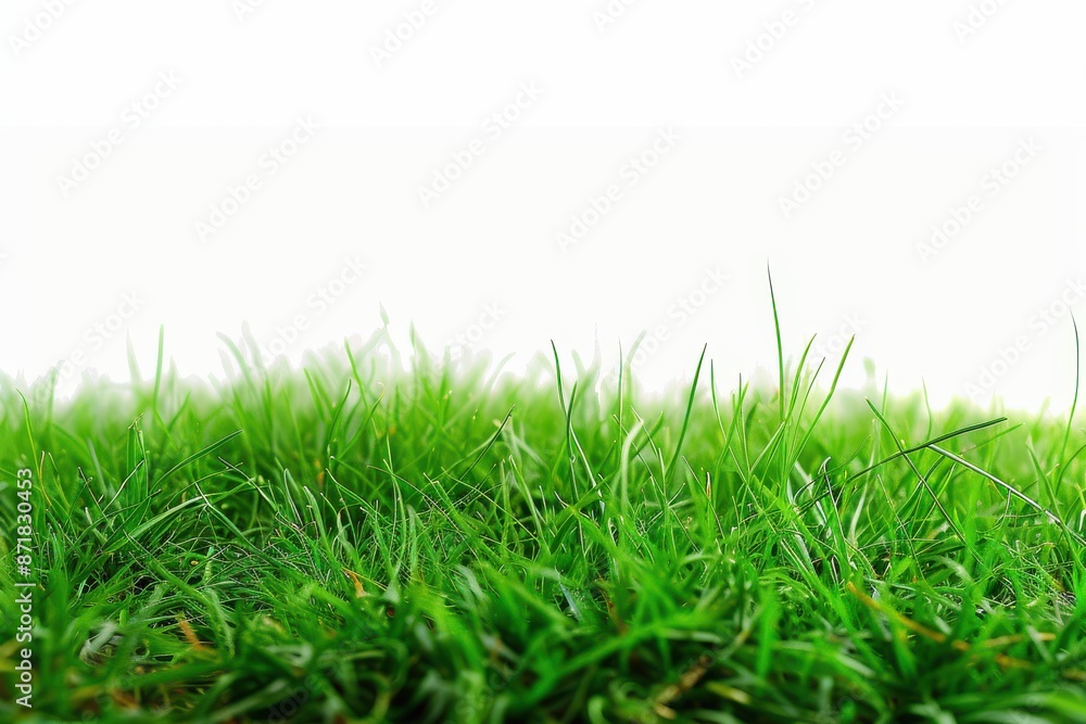 Obraz premium wide open space covered in fresh green grass against a clear white background