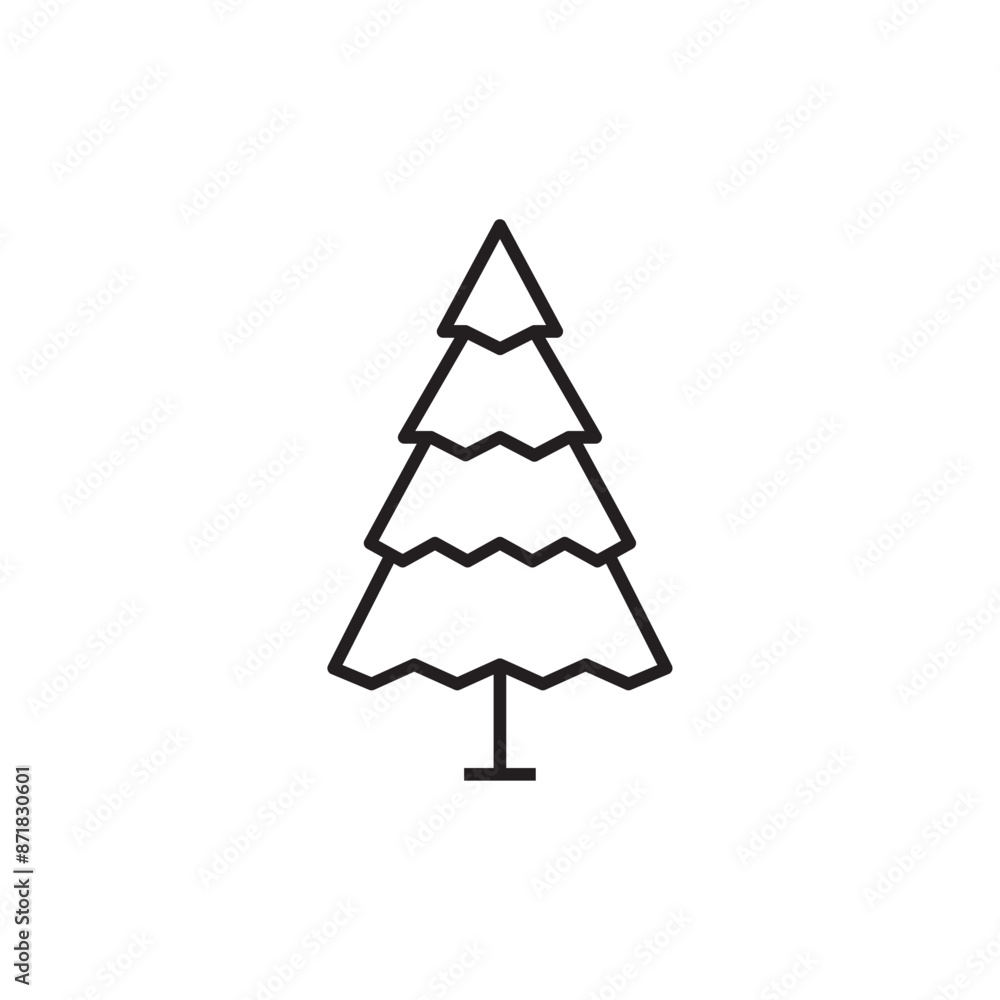Fototapeta premium Simple Tree linear icon vector. Forest tree illustration. Christmas tree symbols.
