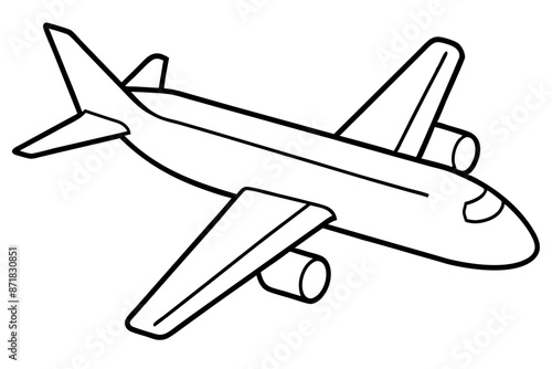 airplane outline illustration digital coloring book page line art drawing