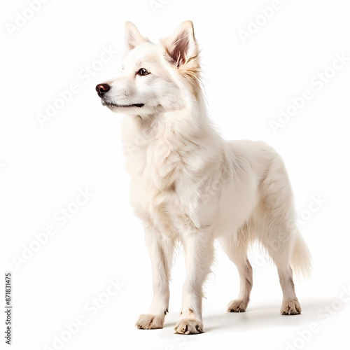 Vlpino Italiano dog breed standing against white background, Ai Generated