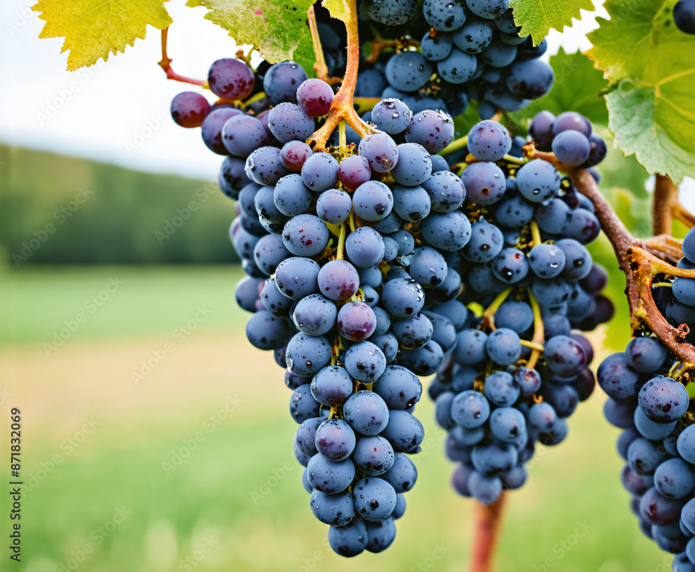 Naklejka premium Close-up of a bunch of ripe grapes