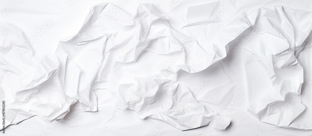 Obraz premium Crumpled paper on a white background with ample copy space image.
