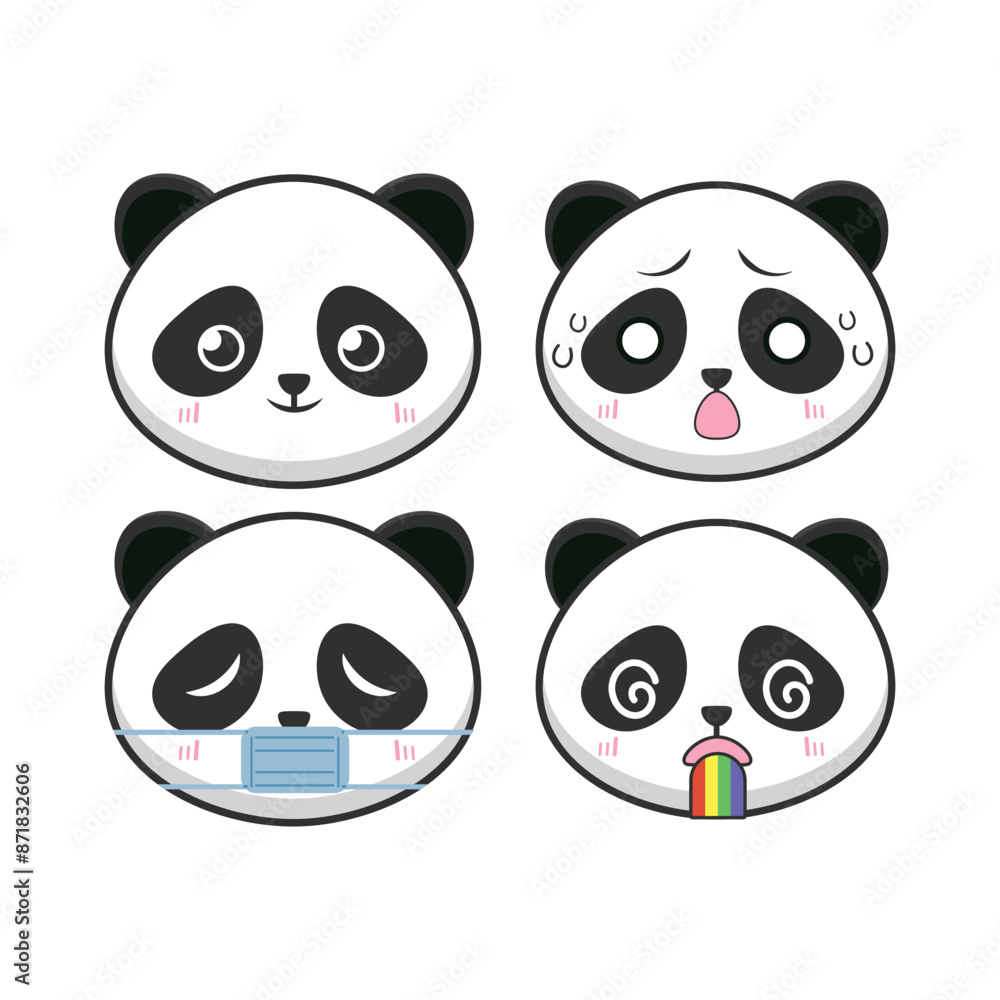 adorable panda bear emoji vector set expressive and cute emoticons adorable panda bear emoji vector set expressive and cute emoticons