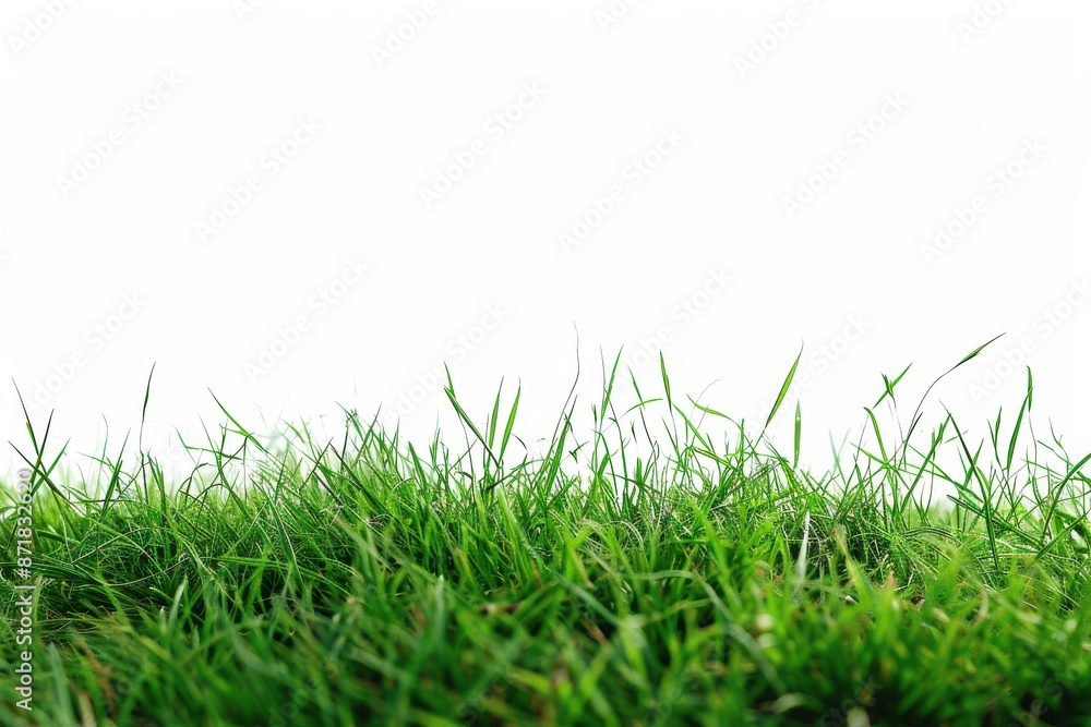 Fototapeta premium refreshing outdoor scene featuring dense green grass against a minimalist white background