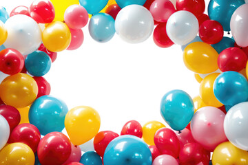 colorful balloons frame isolated on white or transparent png