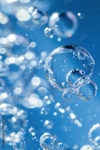 Wallpaper Mural Cosmetic essence: Liquid bubbles and molecules in water Torontodigital.ca