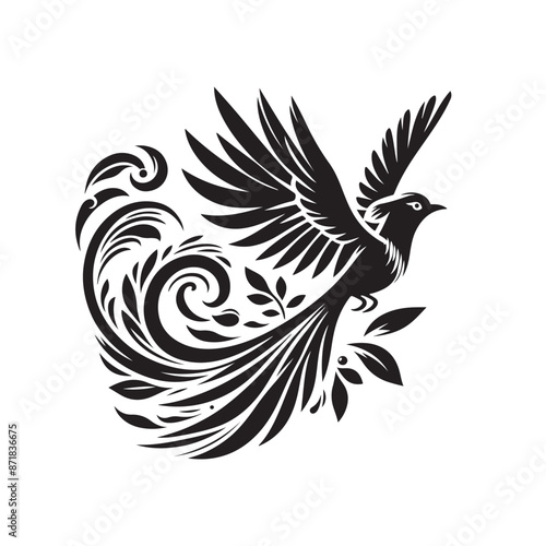 Quetzal bird silhouette vector art