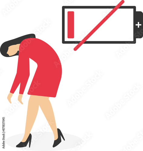 Businessmen have low energy and needs for charging. Concept business low power

